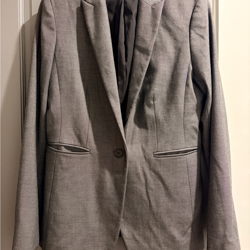 Ann Taylor Gray Longline Tailored Blazer | Size 2